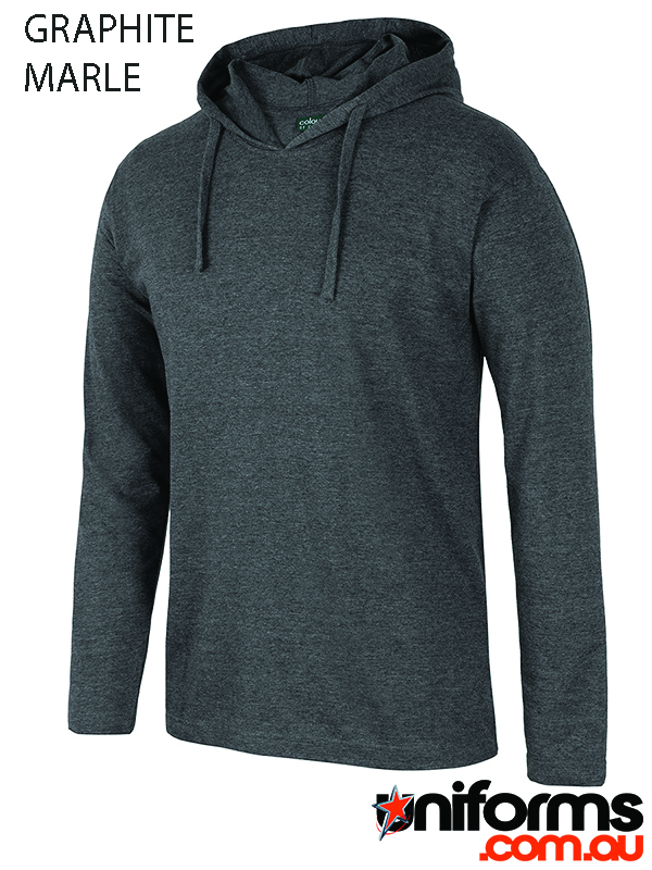 A JB'S Wear Unisex Long Sleeve Hooded Tee (style 1LST) in graphite marle.