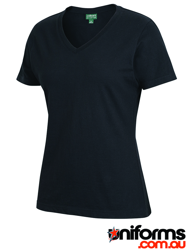 JB's Ladies V Neck Tee - Style 1VT1 in the black colour.