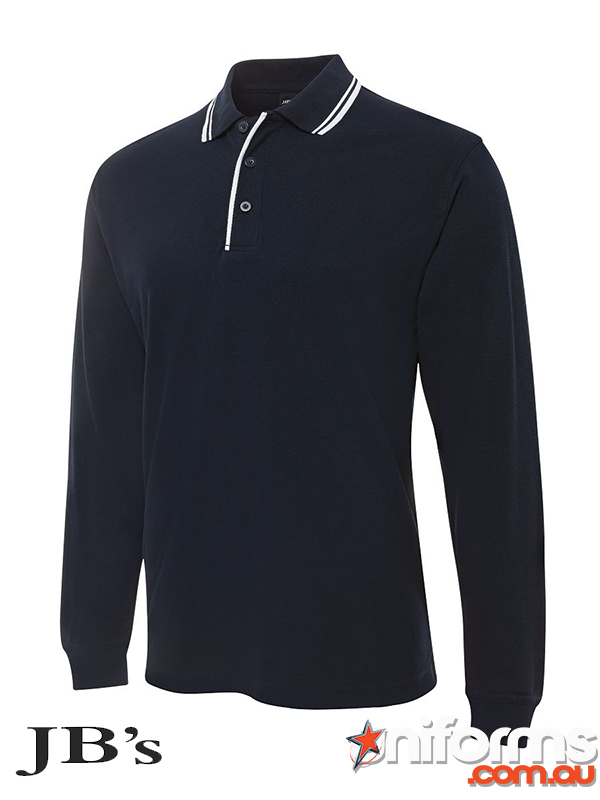 Showcasing the JB's Long Sleeve Contrast Polo Code 210XC in Navy/White.