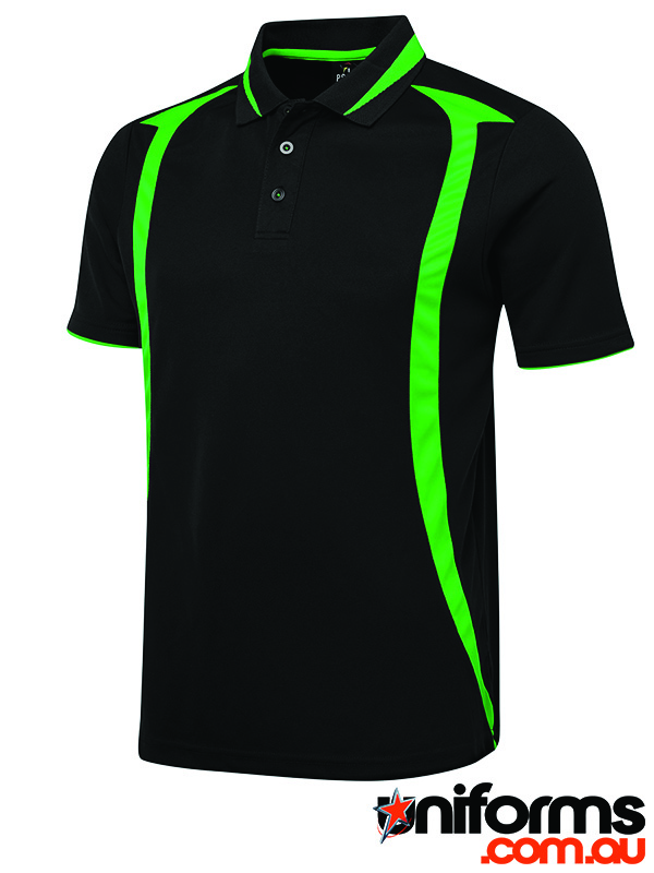 Showcasing the JB's Podium Adults Swirl Polo 7SWP in Black Pea Green.