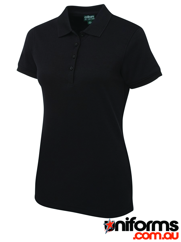 Showcasing the JB's Ladies Colours Of Cotton Ottoman Polo Code: S2OP1 in Black.